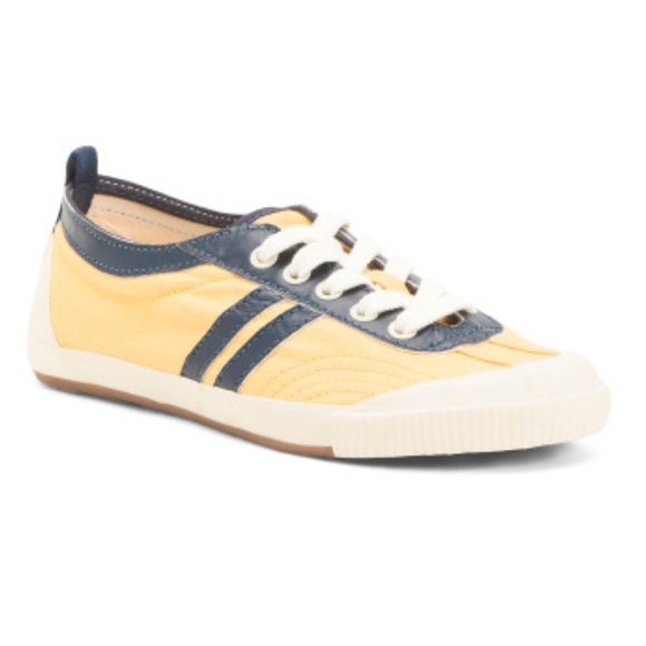 NEW in Box RE/DONE 90s Low Top Sneakers Yellow Canvas/Navy Leather Trim Size 38 - Picture 7 of 10
